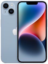 Apple iPhone 14 bleu reconditionne double camera diagonale
