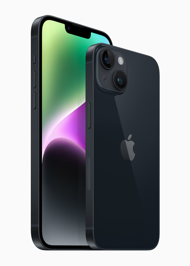 Apple iPhone 14 128 Go Minuit vue avant et arrière