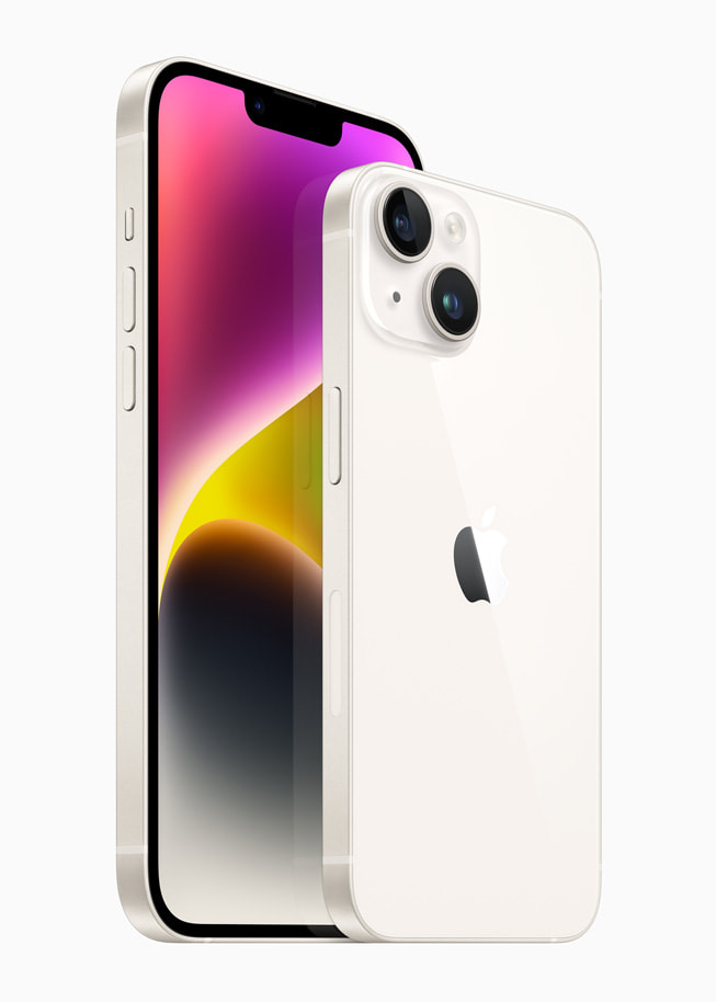 Apple iPhone 14 128 Go Lumière stellaire vue avant et arrière